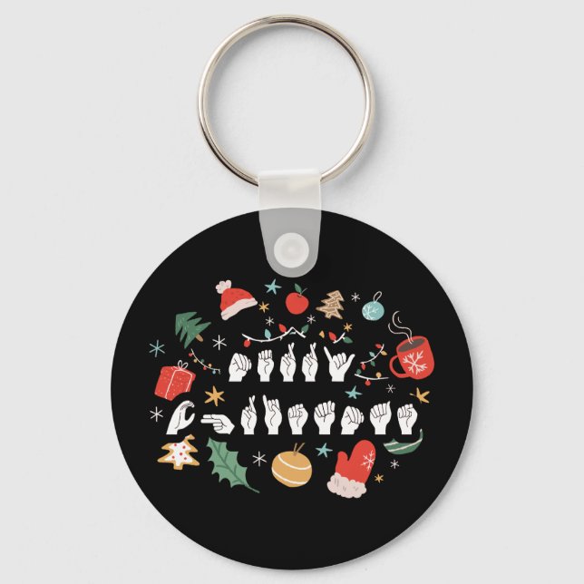 Llavero Feliz Navidad - Lenguaje de Rótulo americano ASL I (Anverso)