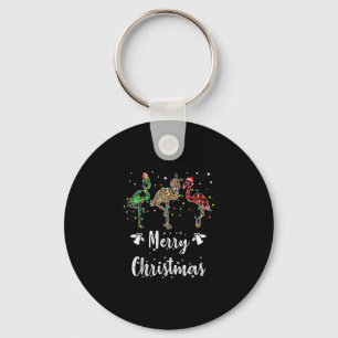 Llavero Feliz Navidad Leopardo Rojo Green Plaid Flamingo