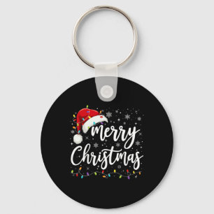 Llavero Feliz Navidad Luces Red Santa Hat Familia de navid