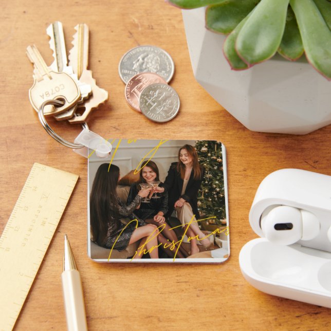 Llavero Feliz Navidad Metalizado Square Keychain, 2,25" x  (Escritorio )