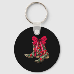 Llavero Feliz Navidad Navidad Cowboy Boots Coquette Bow Pa