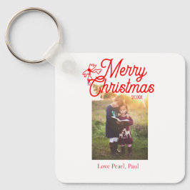 Llavero Feliz Navidad, niños del arco rojo foto moderna el