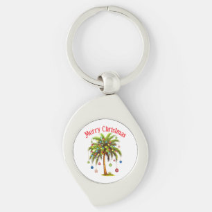 Llavero Feliz Navidad Palm Tree Light Tropical Hawaiano