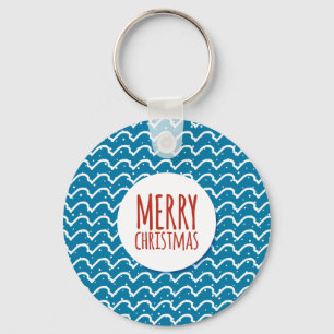 Llavero Feliz Navidad Patrón Continuo Textura Azul