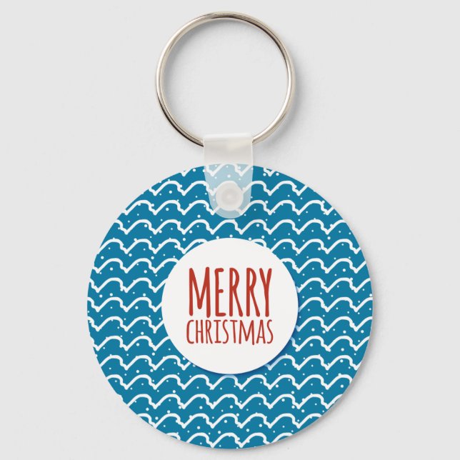 Llavero Feliz Navidad Patrón Continuo Textura Azul (Anverso)