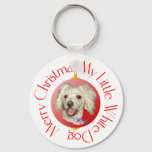 Llavero Feliz Navidad Perrito Blanco