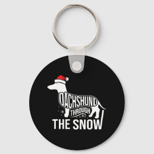 Llavero Feliz Navidad, Perro Dachshund A Través De La Niev