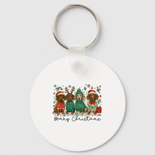 Llavero Feliz Navidad Perro Dachshund Retro Navidad Cachor