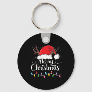 Llavero Feliz Navidad Red Santa Hat Reindeer Familia de Na