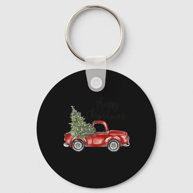 Llavero Feliz Navidad Red Truck Tree Light Funny Family (Anverso)