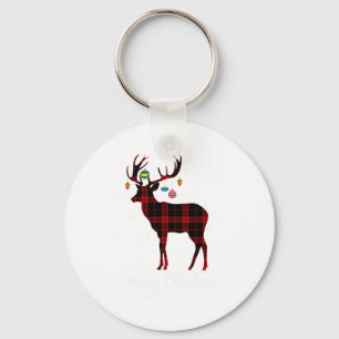 Llavero Feliz Navidad Reindeer Red Plaid Snowflake Familia