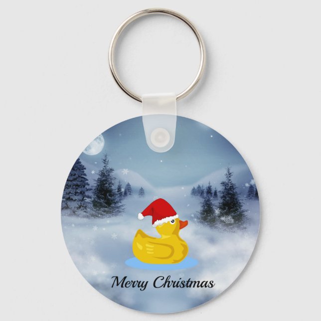 Llavero Feliz Navidad Rubber Ducky Cuke Keychain (Anverso)