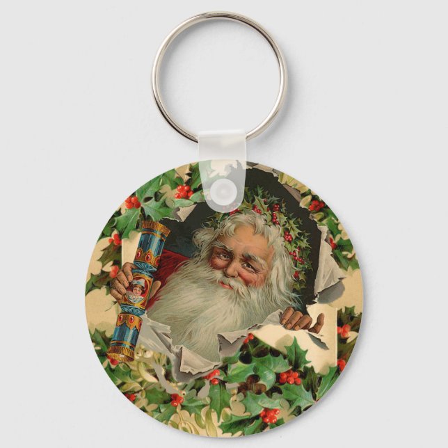 Llavero Feliz Navidad Santa Claus Holly (Anverso)