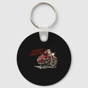 Llavero Feliz Navidad Santa Montando En Una Motocicleta An