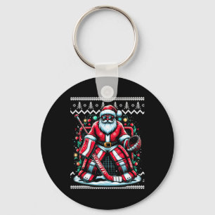 Llavero Feliz Navidad Santa Portero de Hockey Navidad Fea