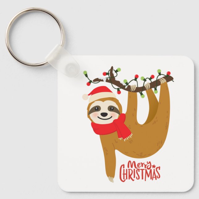Llavero Feliz Navidad Sloth Cute Festividades (Anverso)