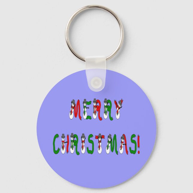 Llavero Feliz Navidad Snowman Font Typography Red verde (Anverso)