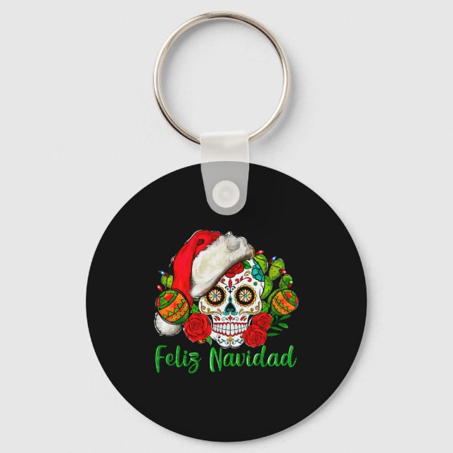 Llavero Feliz Navidad Sugar Skull Mexican Christmas  (Anverso)