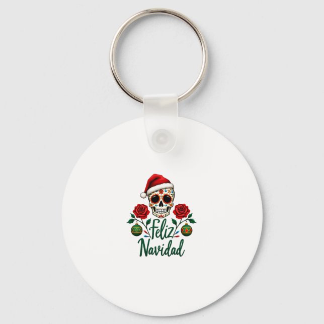 Llavero Feliz Navidad Sugar Skull Mexican Christmas T-Shir (Anverso)