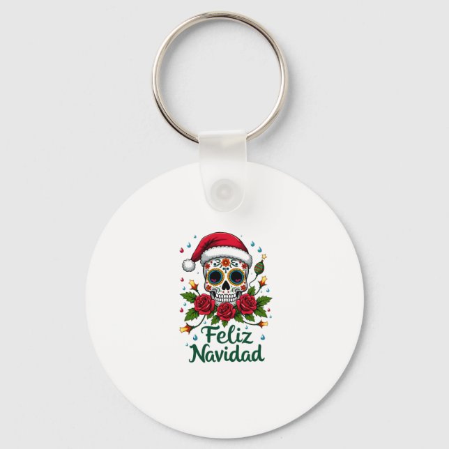 Llavero Feliz Navidad Sugar Skull Mexican Christmas T-Shir (Anverso)