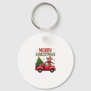 Llavero Feliz Navidad Vaca Alta Escocesa Granjera Navidad 
