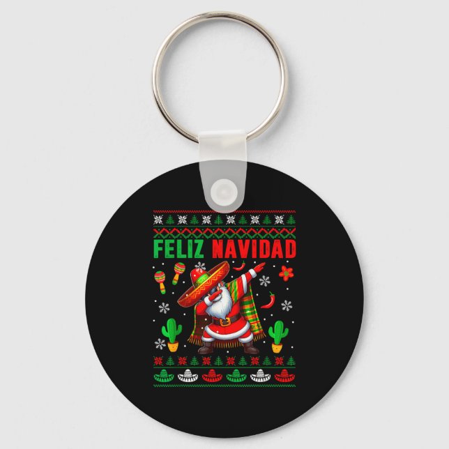 Llavero Feliz Navidad Xmas Sweater Santa Sombrero Dabbing  (Anverso)