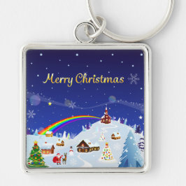Llavero Feliz Navidad y arcoiris Santa