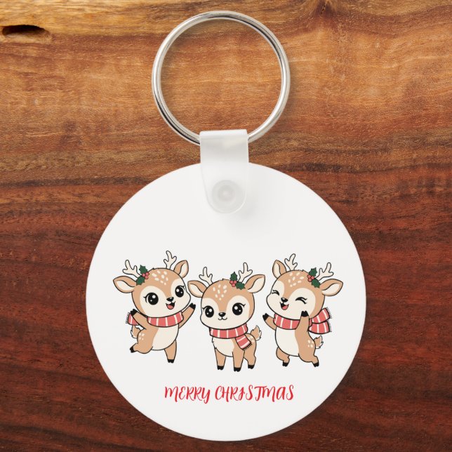 Llavero Feliz Noel Bebés Ciervos (Reverso )
