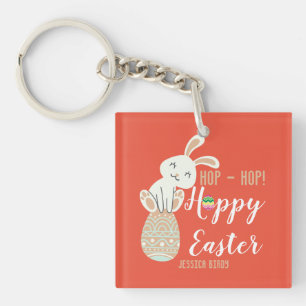 Llavero Feliz Pascua, conejito de Pascua simple y linda fa