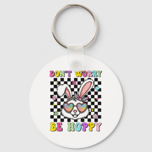 Llavero Feliz Pascua Groovy Bunny Face, no te preocupes po