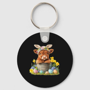 Llavero Feliz Pascua Vaca Escocesa Ternera Linda Granja de