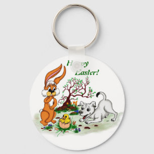 Llavero ¡Feliz Pascua! Welpe, Küken, Hase