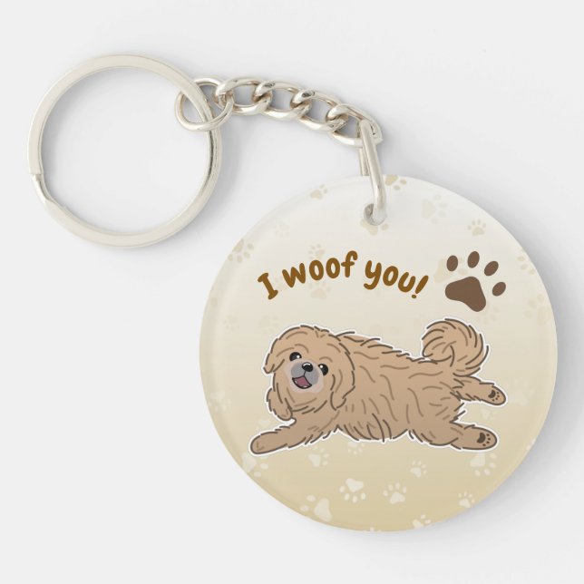 Llavero Feliz Perro Pekín, amante de ti (Frente)