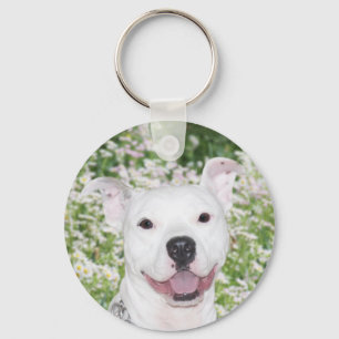 Llavero Feliz Pitbull Blanco