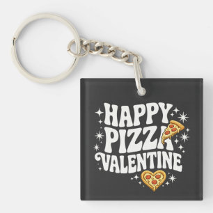Llavero Feliz Pizza San Valentín Diseño Divertido de Pizza