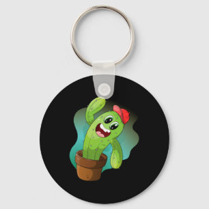 Llavero Feliz planta de cactus de dibujos animados