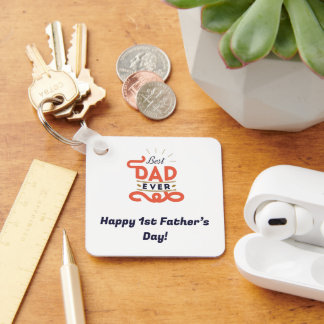 Llavero Feliz Primer Día del Padre Keychain - Diseño de te