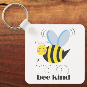 Llavero Feliz princesa de abejas con corona y lema Bee Kin