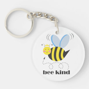 Llavero Feliz princesa de abejas con corona y lema Bee Kin