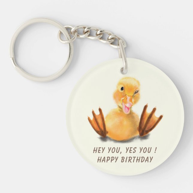 Llavero Feliz regalo de llave de pato de cumpleaños - text (Frente)