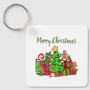 Llavero Feliz Regalos de Navidad Alrededor Del Árbol