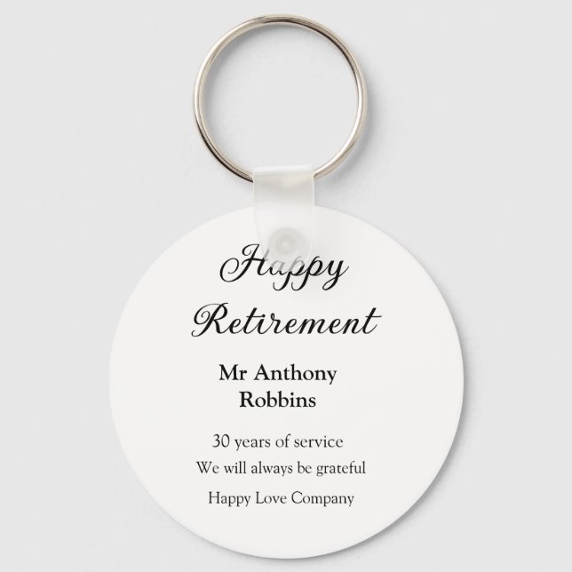 Llavero Feliz retiro añadir nombre años de servicio jubila (Anverso)