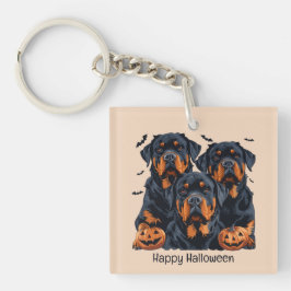 Llavero Feliz Rottweiler de Halloween perros Jack O Lanter