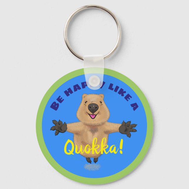 Llavero Feliz salto de quokka personalizado de la cadena a (Anverso)