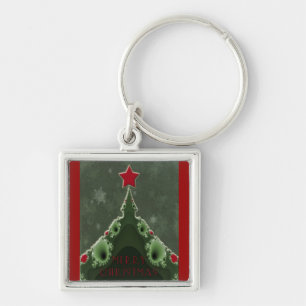 Llavero Feliz saludo de Navidad - Árbol fractal y estrella