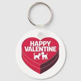 Llavero Feliz San Valentín, caja de chocolates y silueta p