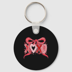 Llavero Feliz San Valentín Xoxo Encaje Rosa Coquette Lazo