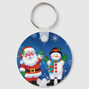 Llavero Feliz Santa Claus y Snowman
