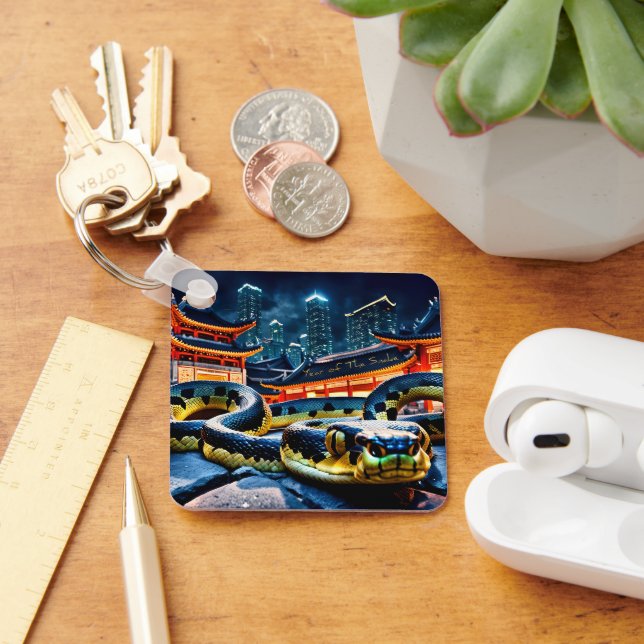 Llavero Feliz Serpiente de Año Nuevo Chino 2025 BSqK (Escritorio )