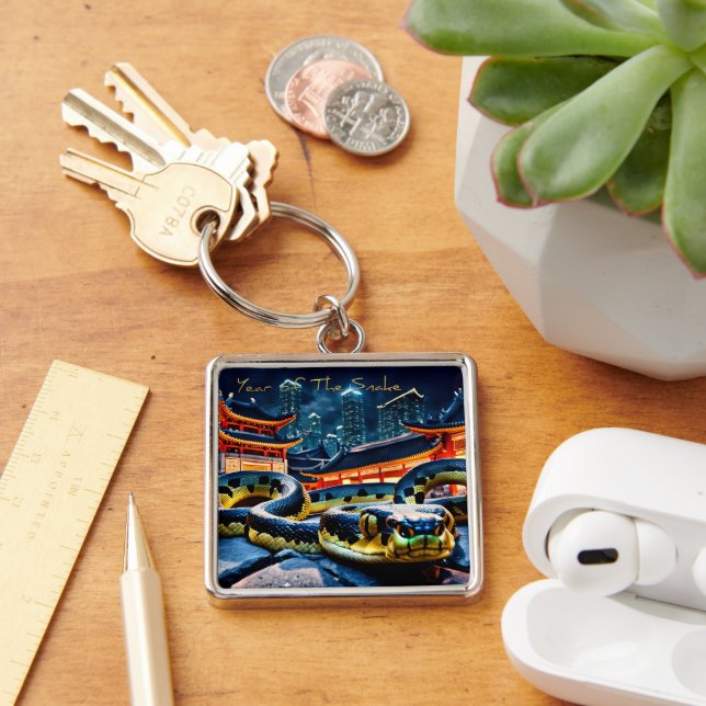 Llavero Feliz Serpiente de Año Nuevo Chino 2025 LMSqK (Escritorio )